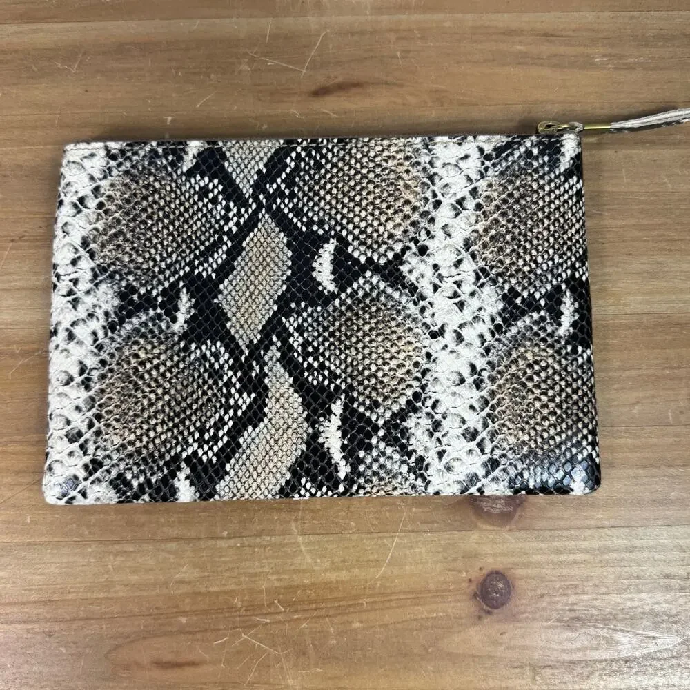 New Madewell The Leather Pouch Clutch: Snake Embossed Edition in Moonstone Multi